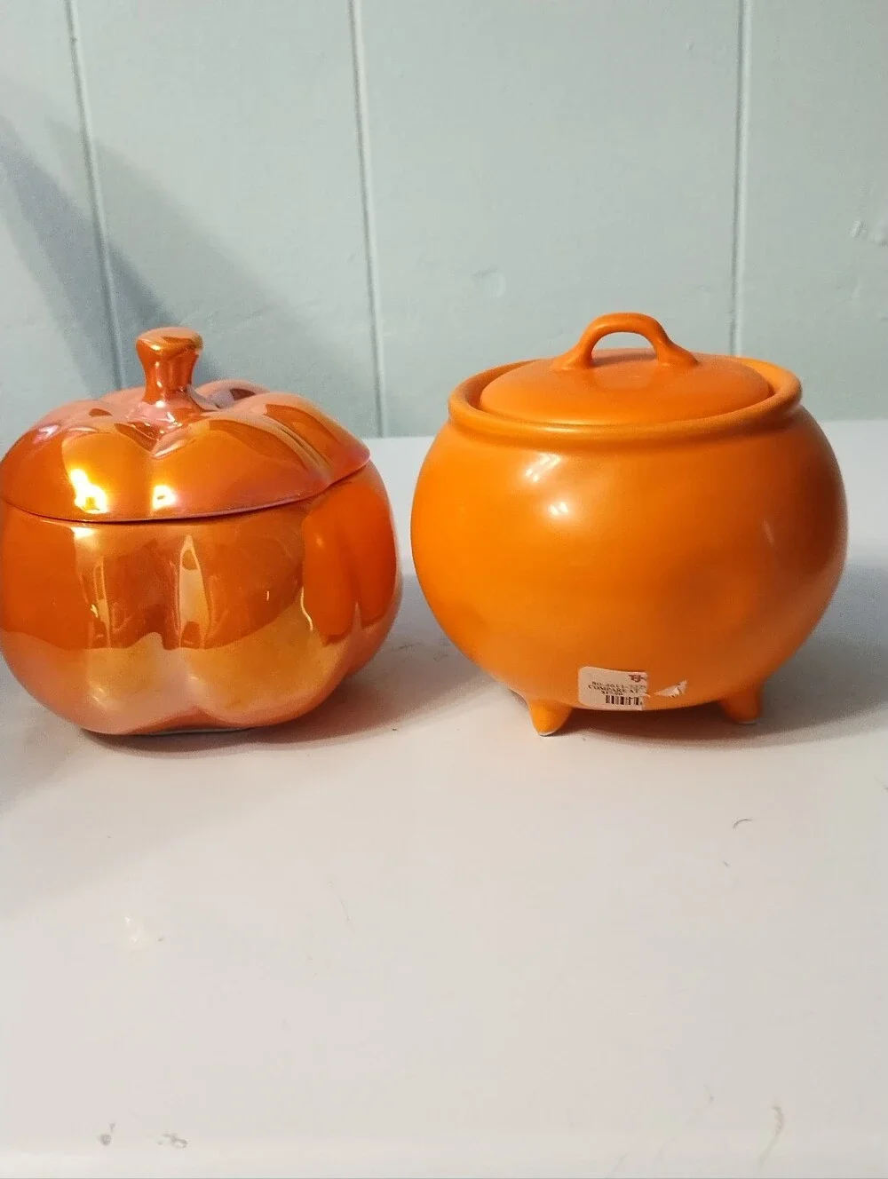 New Rae Dunn Halloween Pumpkin Caldron Canisters- Orange 